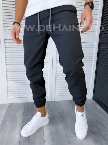 Pantaloni barbati conici gri inchis casual B6300 B7-1