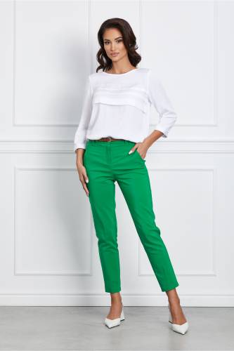 Pantaloni Triana verzi cu buzunare si curea