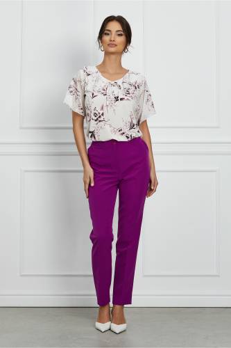 Pantaloni Vera violet cu dunga