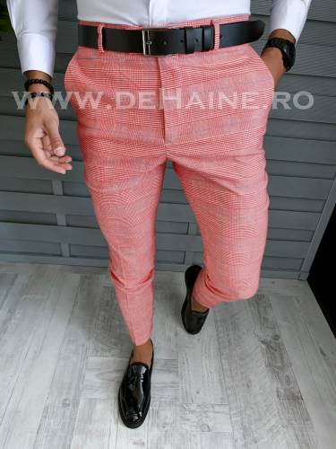 Pantaloni barbati eleganti regular fit in carouri B1607 B6-22/ 6-3 e