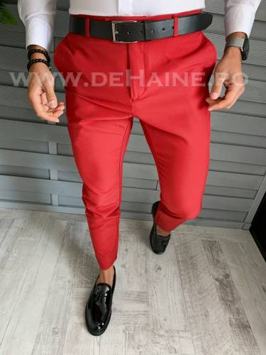 Pantaloni barbati eleganti rosii B1734 E