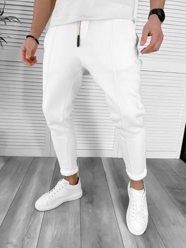 Pantaloni de trening albi conici K192 P19-12
