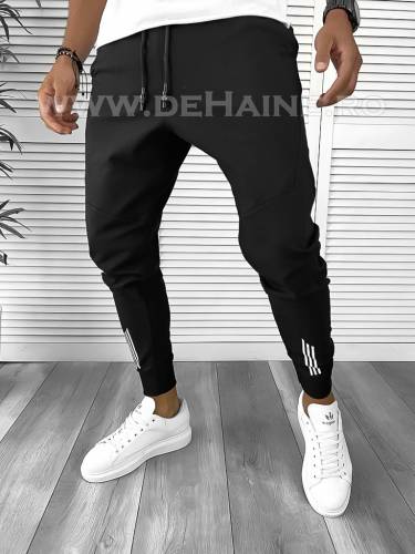 Pantaloni de trening conici negri B9272 P20-51