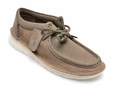 Mocasini CLARKS gri - COLEHILL EASY 14-2 - din nabuc