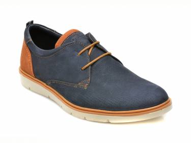 Pantofi bleumarin - 5909 - din nabuc
