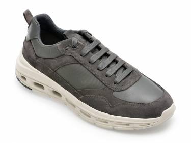 Pantofi GEOX gri - U36FQA - din piele naturala si material textil