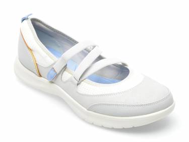 Pantofi CLARKS albi - ADELLA SAIL 0912 - din material textil