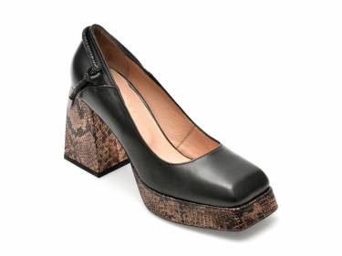 Pantofi EPICA negri - 1217 - din piele naturala