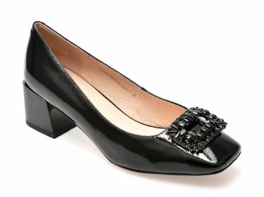 Pantofi EPICA negri - H578 - din piele naturala lacuita