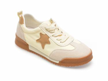 Pantofi FLAVIA PASSINI albi - 2357 - din piele naturala si material textil