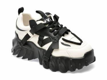 Pantofi GRYXX alb-negru - GD331 - din piele naturala si material textil