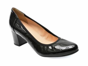 Pantofi IMAGE negri - 5175 - din piele naturala lacuita