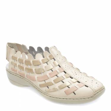 Pantofi RIEKER albi - 413V8 - din piele naturala