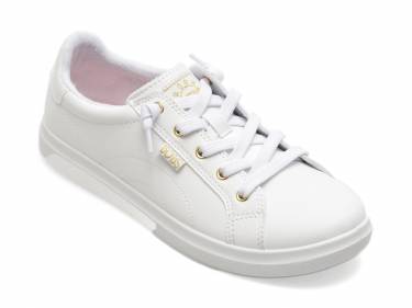 Pantofi SKECHERS albi - BOBS D VINE - din piele ecologica