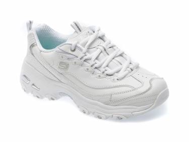 Pantofi SKECHERS albi - D LITES - din piele ecologica