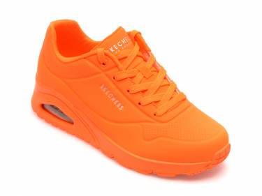 Pantofi SKECHERS portocalii - UNO - din piele ecologica