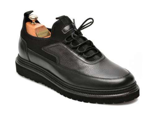 Pantofi LE COLONEL negri - 64816 - din material textil si piele naturala
