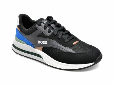 Pantofi BOSS gri - 3214 - din piele intoarsa si material textil