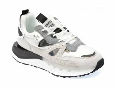 Pantofi GRYXX albi - 91013 - din material textil si piele intoarsa