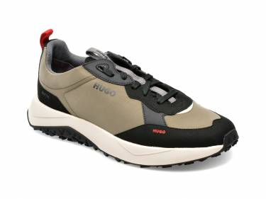 Pantofi HUGO kaki - 3146 - din material textil si piele ecologica