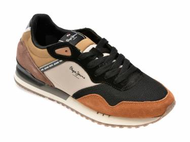 Pantofi PEPE JEANS negri - MS30992 - din piele intoarsa si material textil