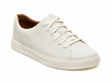 Pantofi sport CLARKS albi - UN COSTA LACE - din piele naturala