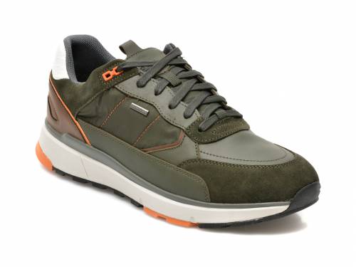 Pantofi sport GEOX kaki - U16CRA - din material textil si piele naturala