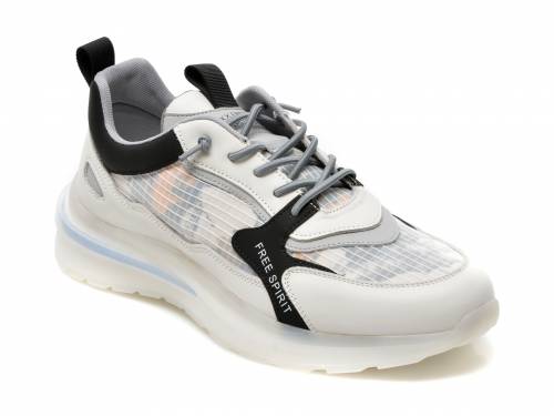 Pantofi sport GRYXX albi - 9089 - din material textil si piele naturala