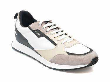 Pantofi sport HUGO BOSS albi - 1304 - din material textil si piele intoarsa