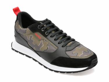 Pantofi sport HUGO BOSS kaki - 564 - din material textil si piele ecologica