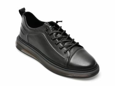 Pantofi sport negri - 1223 - din piele naturala