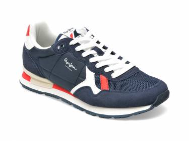 Pantofi sport PEPE JEANS bleumarin - MS30924 - din material textil si piele intoarsa