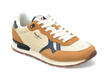 Pantofi sport PEPE JEANS maro - MS30924 - din material textil si piele intoarsa
