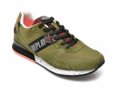 Pantofi sport REPLAY kaki - MS1D39T - din material textil si piele naturala