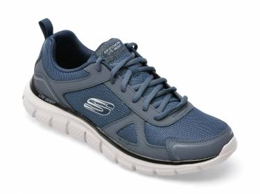 Pantofi sport SKECHERS bleumarin - TRACK - din material textil si piele naturala
