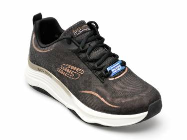 Pantofi sport SKECHERS negri - D LUX FITNESS - din mateial textil piele ecologica