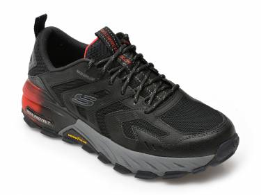 Pantofi sport SKECHERS negri - MAX PROTECT - din material textil si piele ecologica