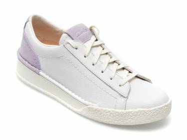 Pantofi sport CLARKS albi - CRAFTCUP WALK J9-N - din piele naturala