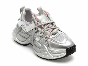 Pantofi sport EPICA argintii - 8531 - din material textil si piele naturala