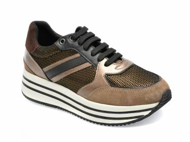 Pantofi sport GEOX maro - D16QHB - din material textil si piele naturala