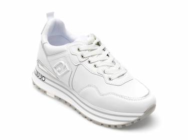 Pantofi sport LIU JO albi - MAXWO01 - din piele naturala si piele ecologica