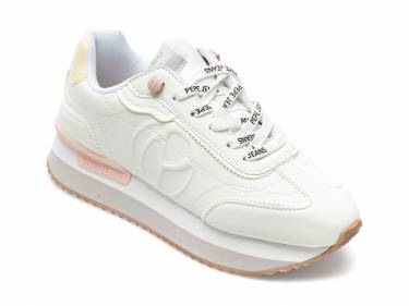 Pantofi sport PEPE JEANS albi - LS31364 - din piele ecologica