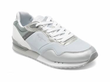 Pantofi sport PEPE JEANS argintii - LS31463 - din material textil si piele ecologica