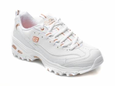 Pantofi sport SKECHERS albi - D LITES - din piele ecologica