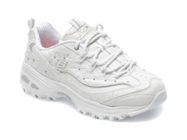 Pantofi sport SKECHERS albi - D LITES - din piele naturala