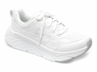 Pantofi sport SKECHERS albi - MAX CUSHIONING ELITE - din piele naturala si piele ecologica