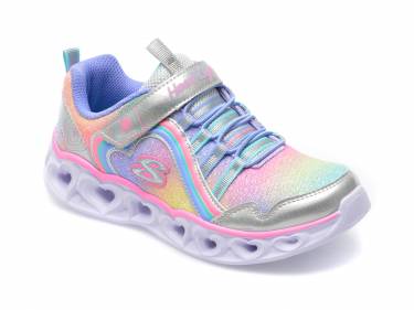 Pantofi sport SKECHERS multicolor - HEART LIGHTS - din material textil si piele ecologica