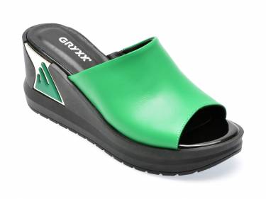 Papuci GRYXX verzi - 2048211 - din piele naturala