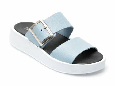 Papuci PUFFY FOOTS albastri - 1 - din piele naturala