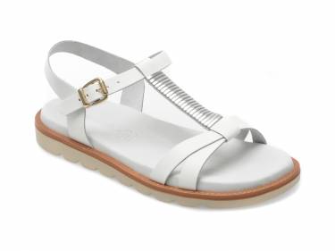 Sandale albe - 54801 - din piele naturala